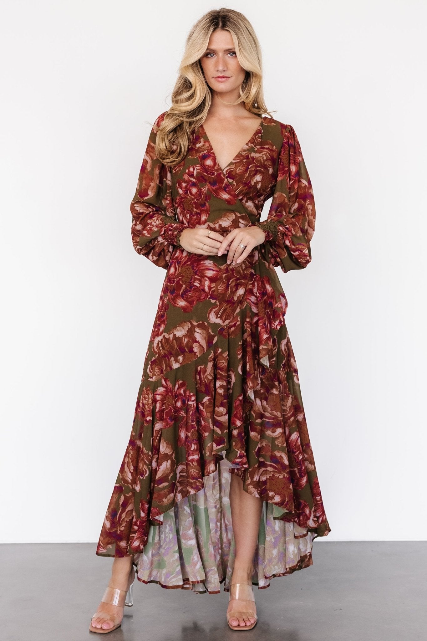 Maryana Ruffle Dress | Olive Floral - Baltic Born