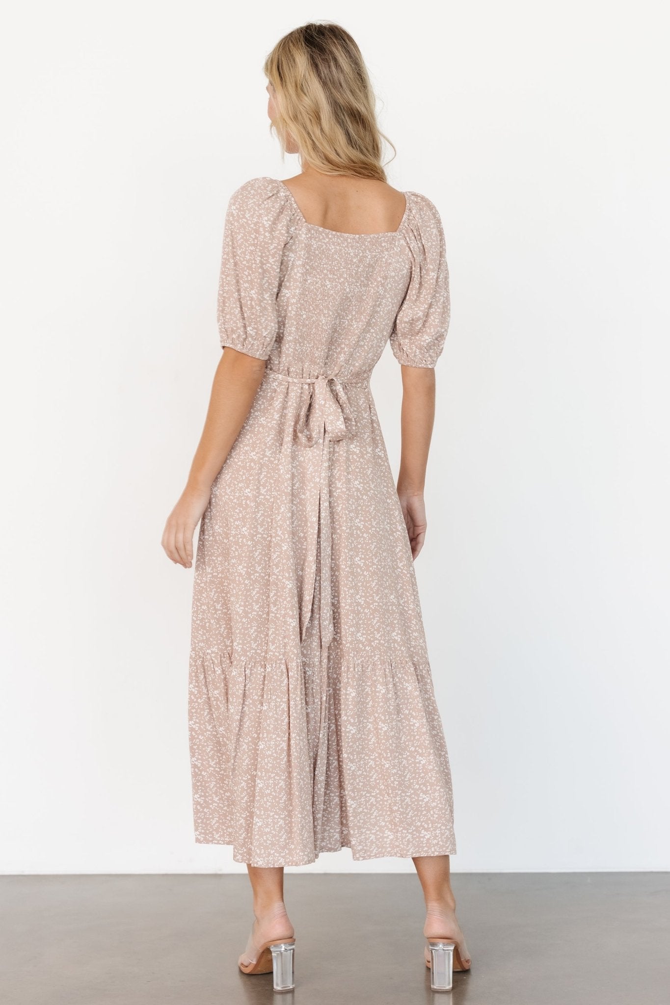 Mathilda Button Maxi Dress | Beige Floral - Baltic Born