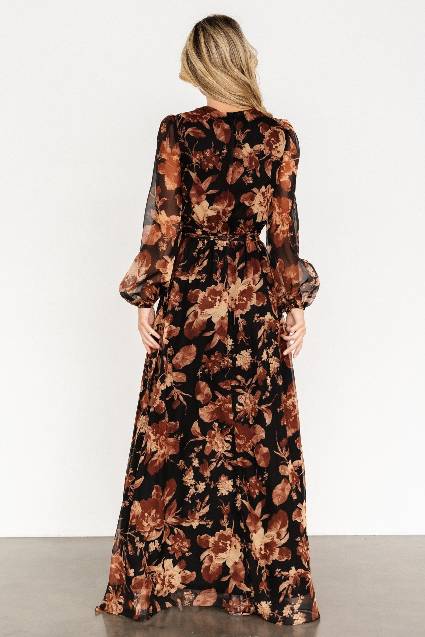 Maura Wrap Maxi Dress | Black Print - Baltic Born