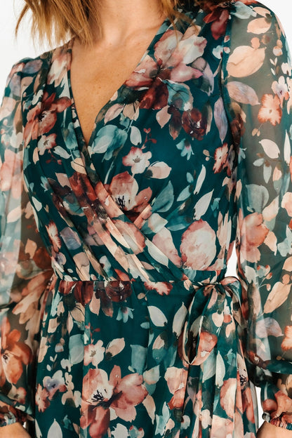 Maura Wrap Maxi Dress | Emerald Floral - Baltic Born