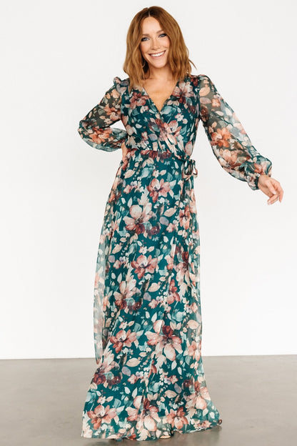 Maura Wrap Maxi Dress | Emerald Floral - Baltic Born