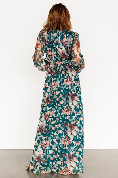 Maura Wrap Maxi Dress | Emerald Floral - Baltic Born