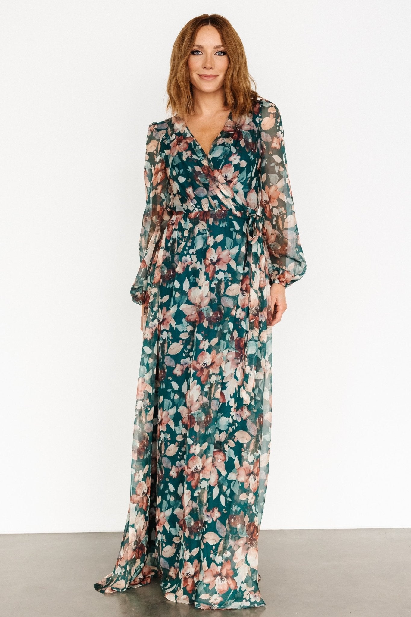 Maura Wrap Maxi Dress | Emerald Floral - Baltic Born