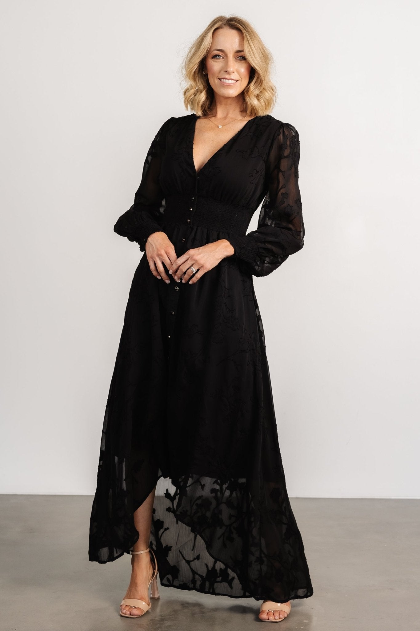 Mayfair High Low Maxi Dress | Black - Baltic Born