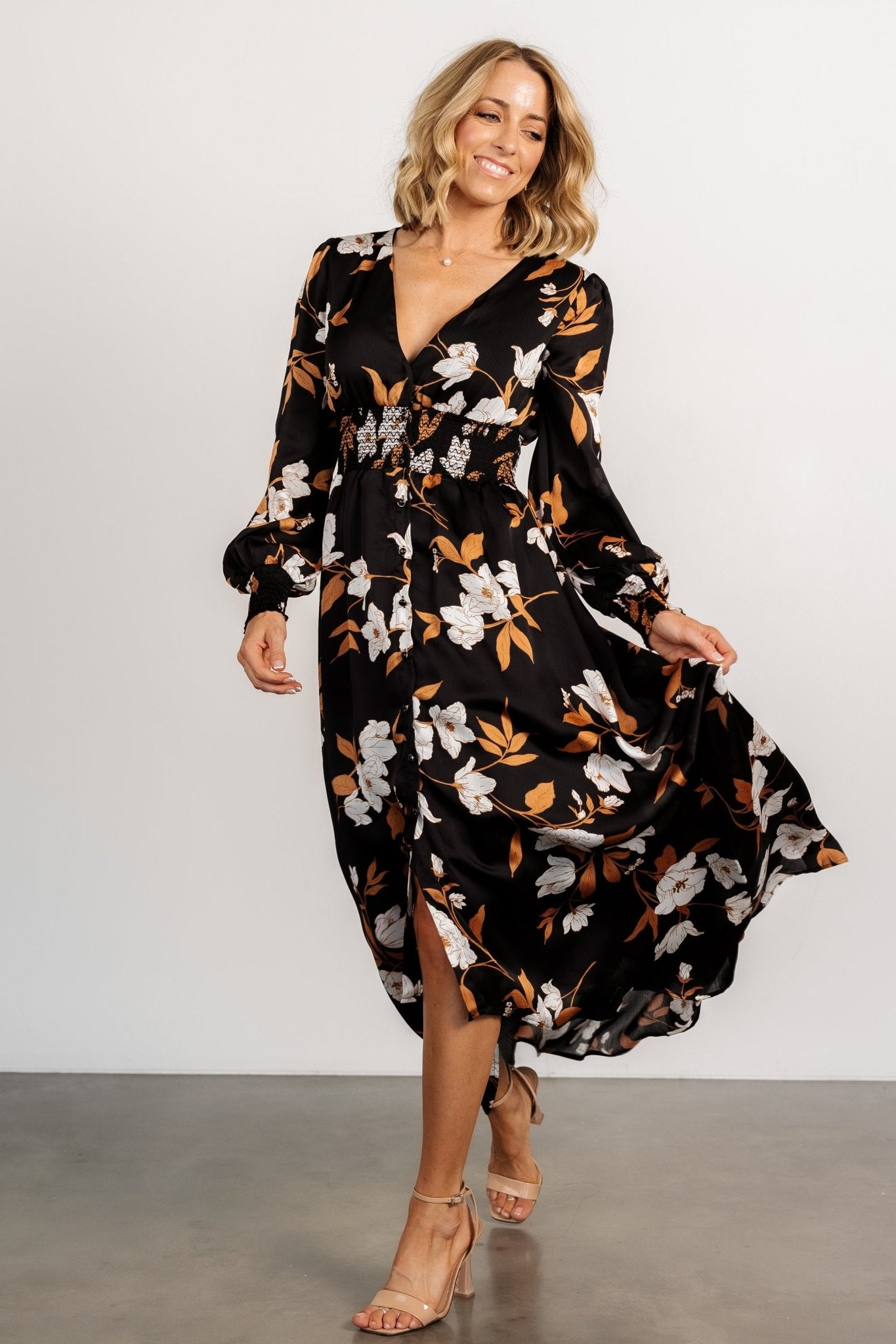 Mayfair High Low Maxi Dress | Black Floral - Baltic Born