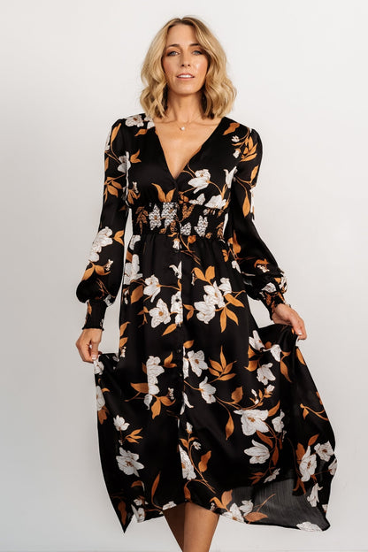 Mayfair High Low Maxi Dress | Black Floral - Baltic Born