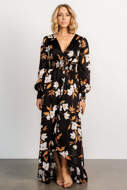 Mayfair High Low Maxi Dress | Black Floral - Baltic Born