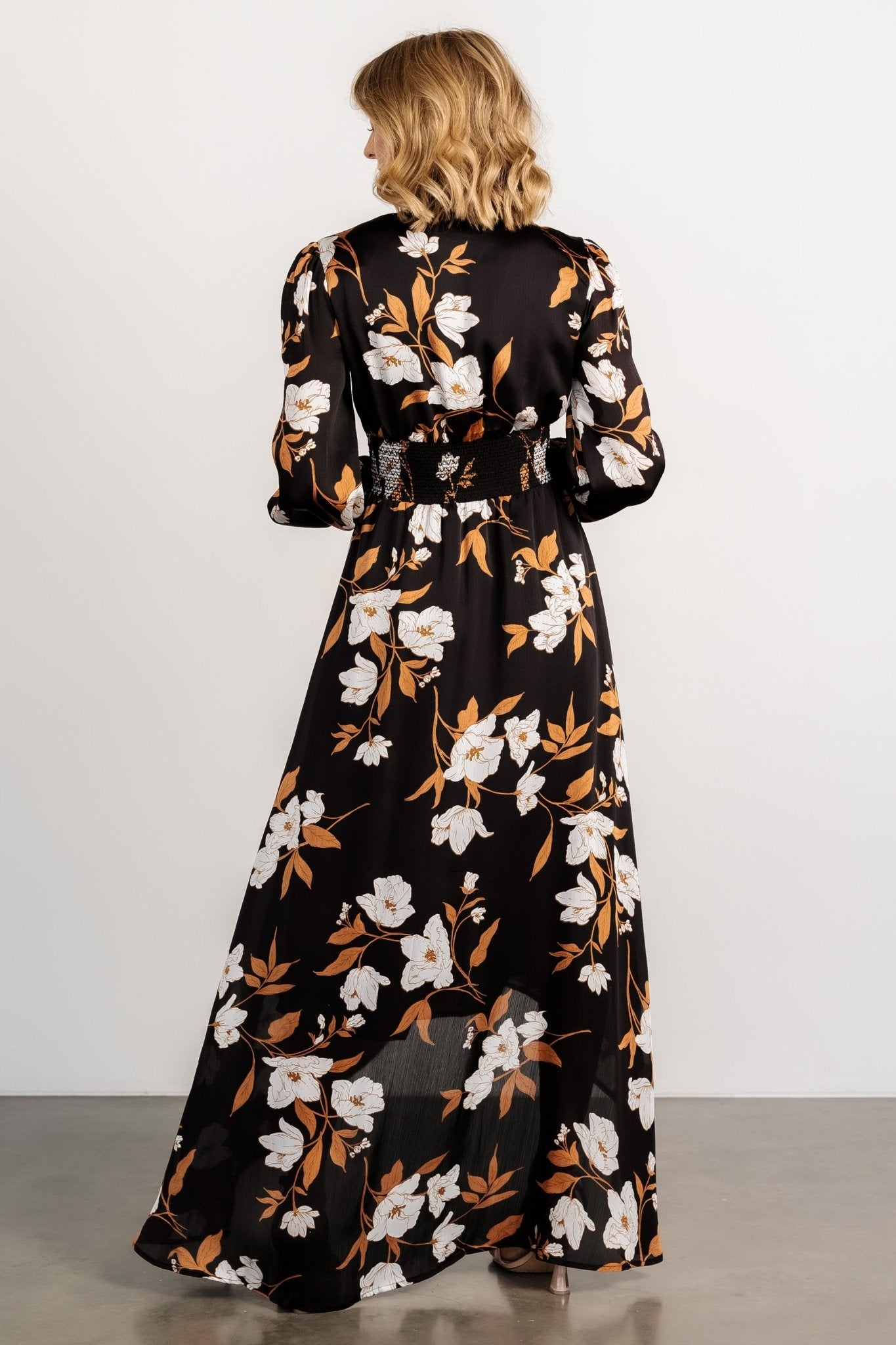 Mayfair High Low Maxi Dress | Black Floral - Baltic Born