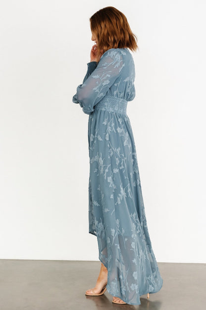 Mayfair High Low Maxi Dress | Slate Blue - Baltic Born