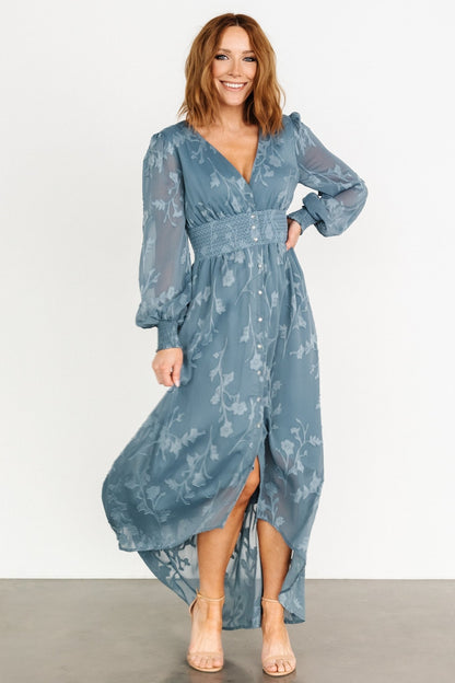 Mayfair High Low Maxi Dress | Slate Blue - Baltic Born