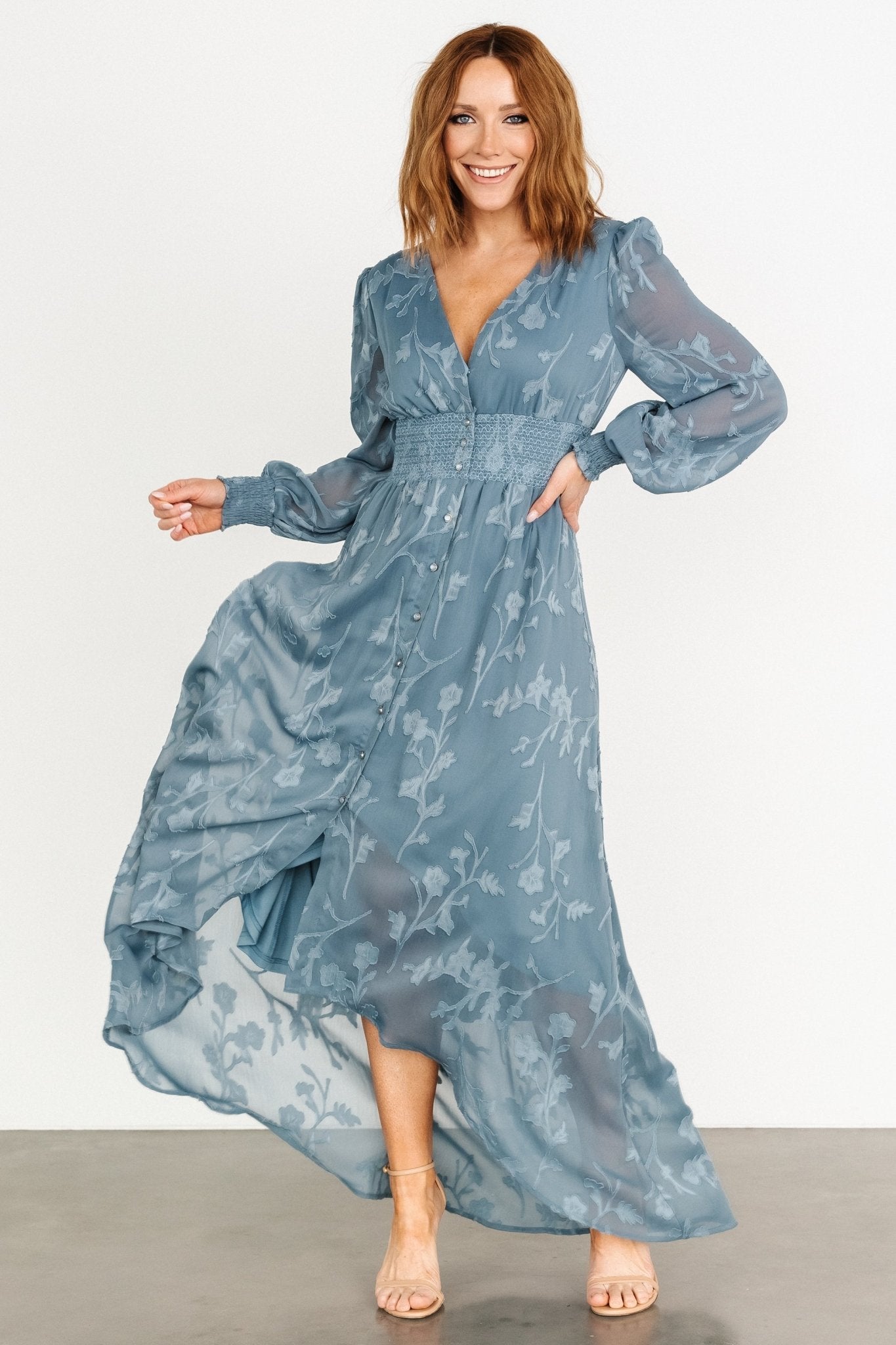 Mayfair High Low Maxi Dress | Slate Blue - Baltic Born