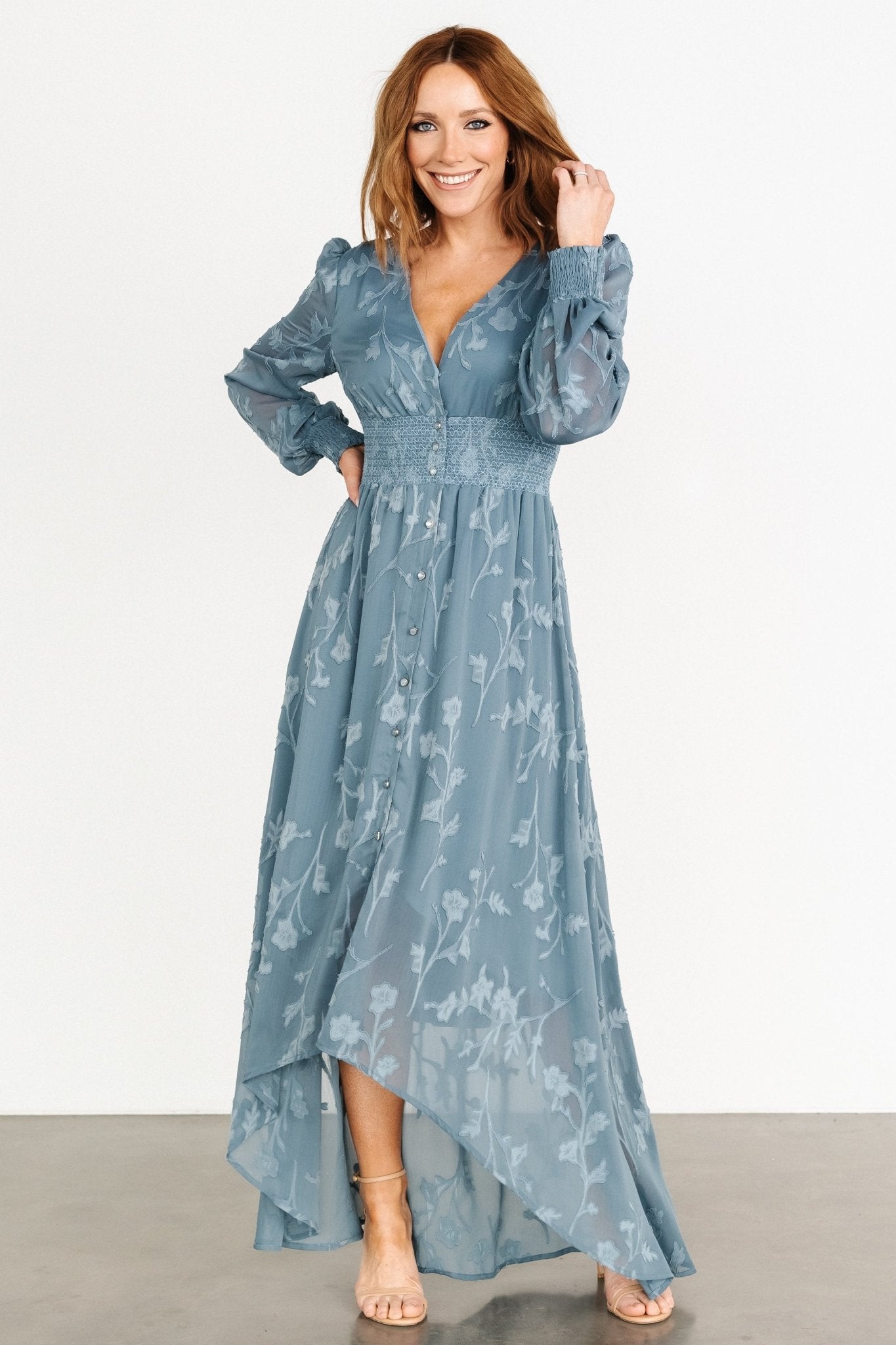 Mayfair High Low Maxi Dress | Slate Blue - Baltic Born