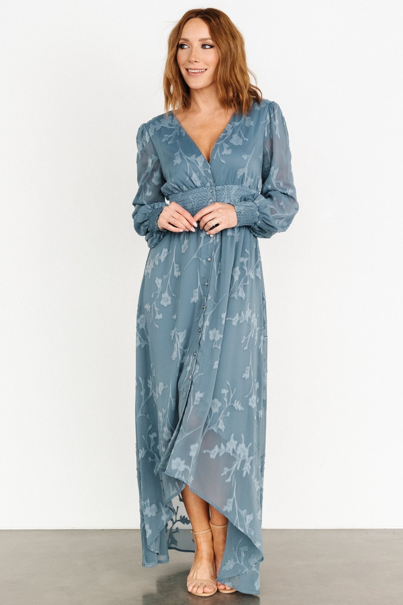 Mayfair High Low Maxi Dress | Slate Blue - Baltic Born