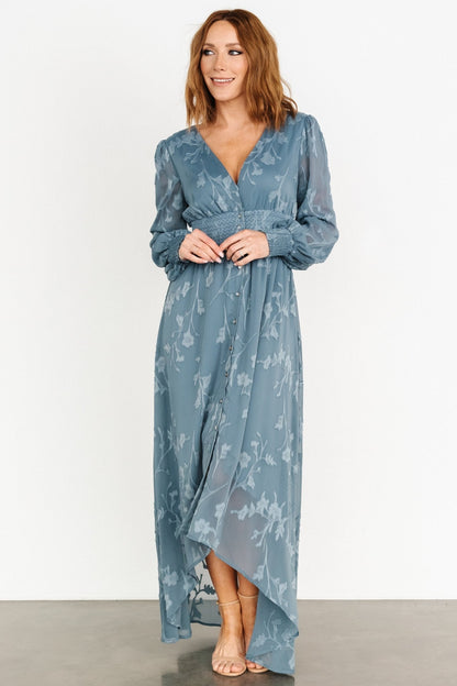 Mayfair High Low Maxi Dress | Slate Blue - Baltic Born