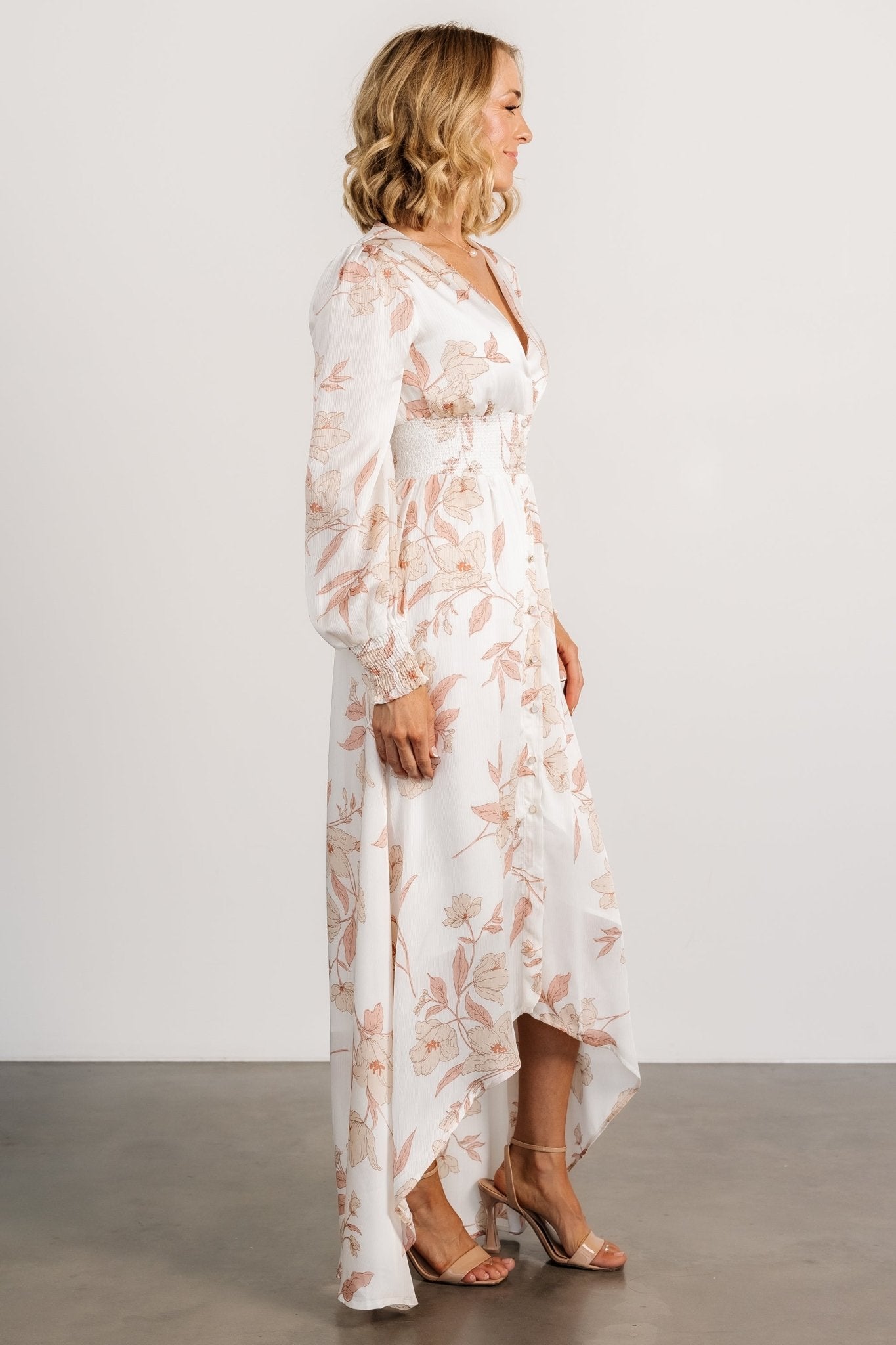 Mayfair High Low Maxi Dress | White Floral - Baltic Born