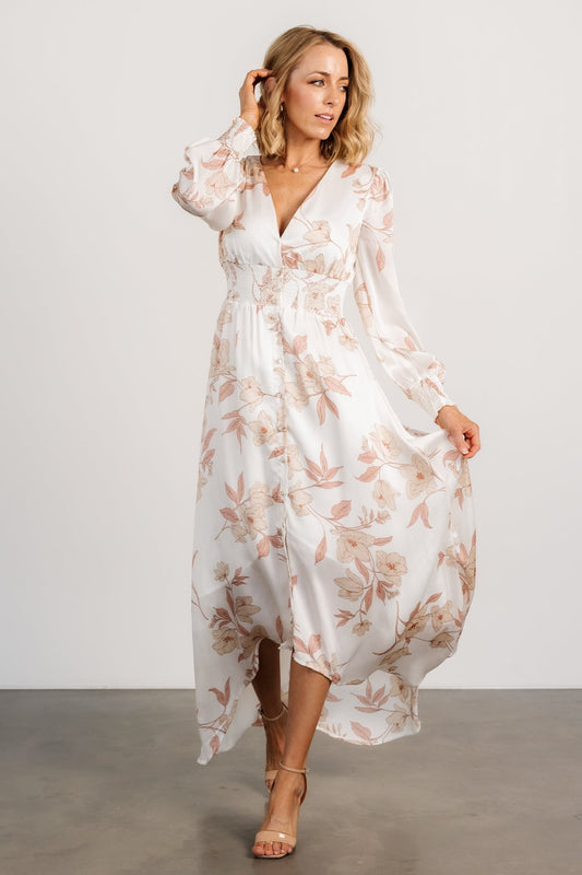 Mayfair High Low Maxi Dress | White Floral - Baltic Born