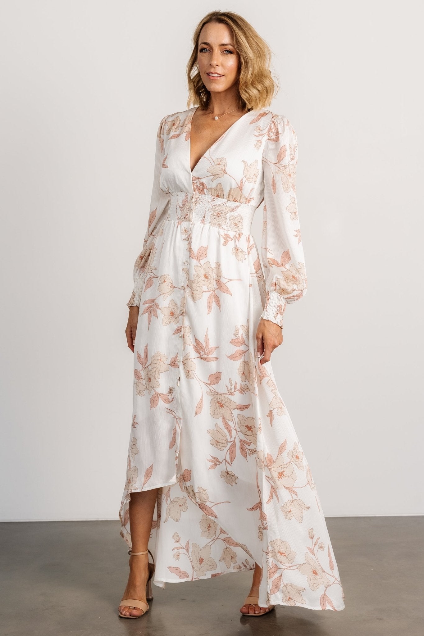 Mayfair High Low Maxi Dress | White Floral - Baltic Born