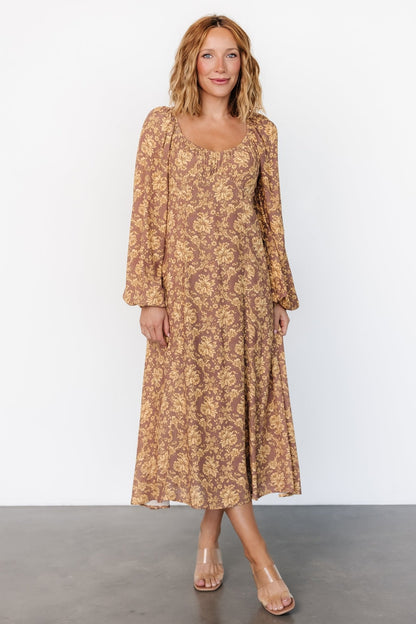 McKinney Dress | Brown + Gold Floral - Baltic Born