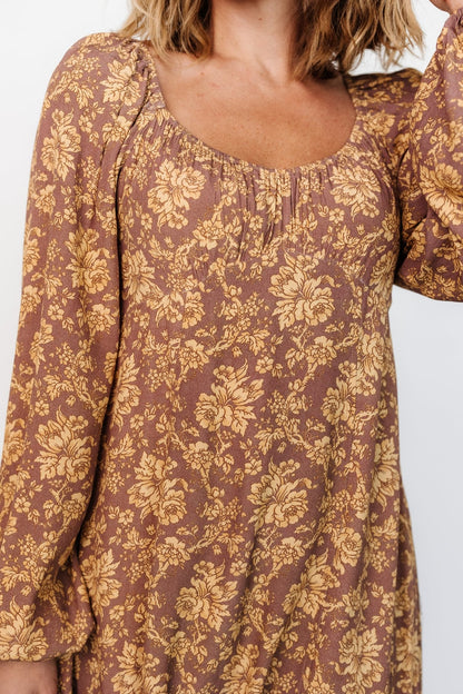 McKinney Dress | Brown + Gold Floral - Baltic Born