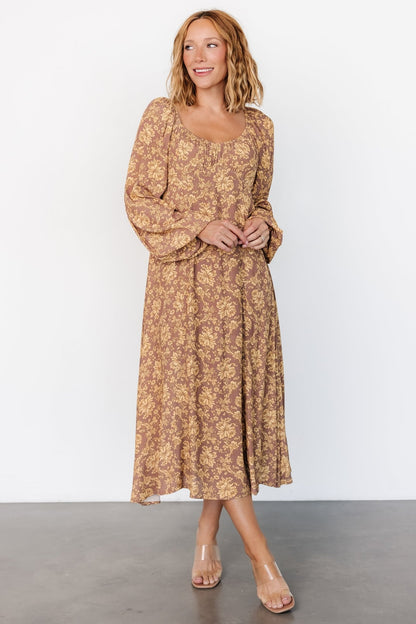 McKinney Dress | Brown + Gold Floral - Baltic Born