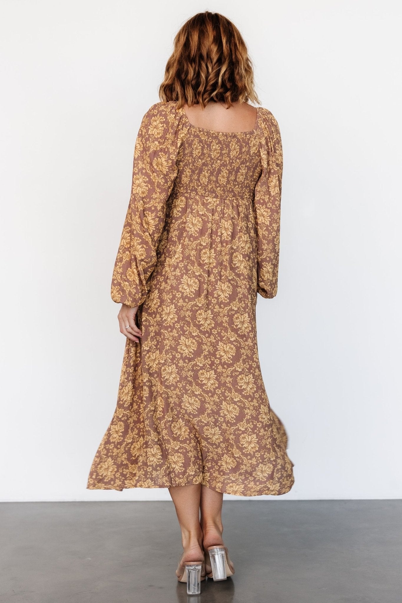 McKinney Dress | Brown + Gold Floral - Baltic Born