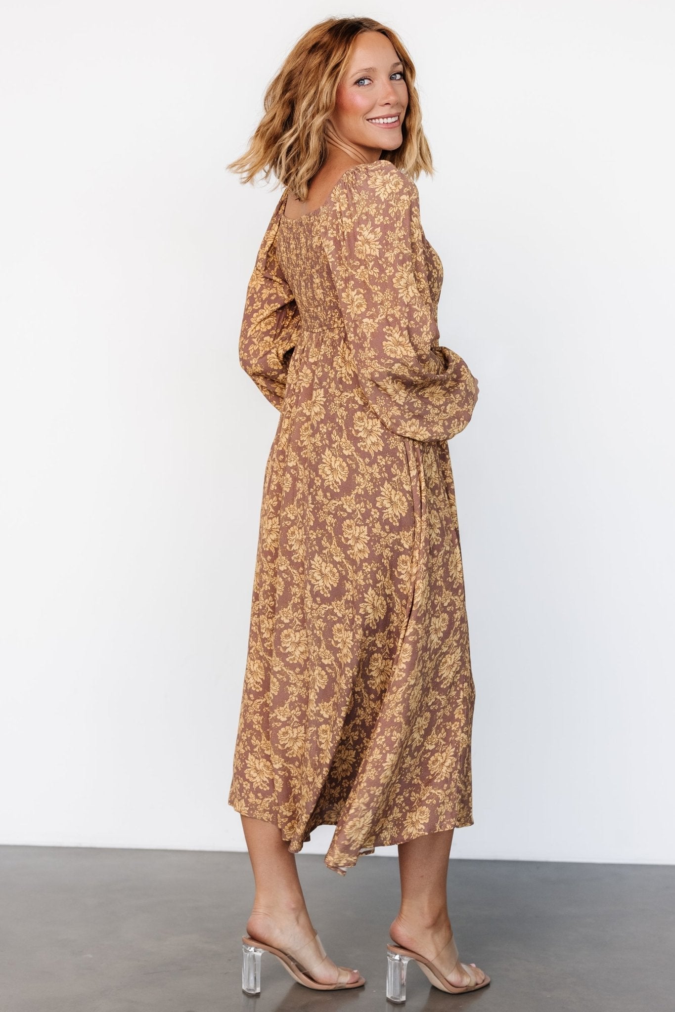 McKinney Dress | Brown + Gold Floral - Baltic Born