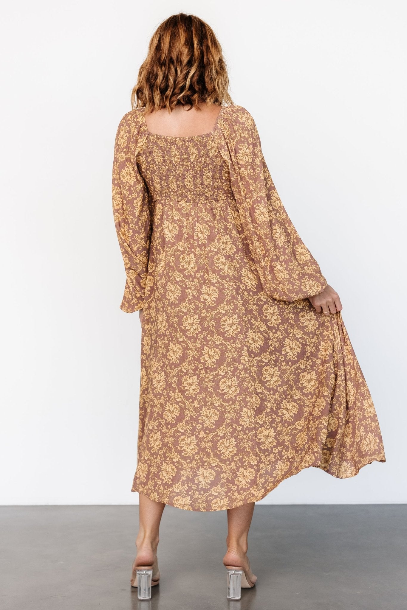 McKinney Dress | Brown + Gold Floral - Baltic Born