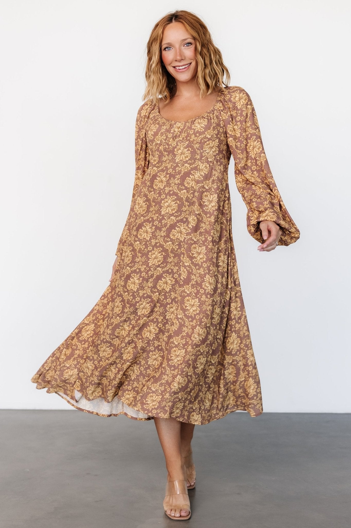 McKinney Dress | Brown + Gold Floral - Baltic Born