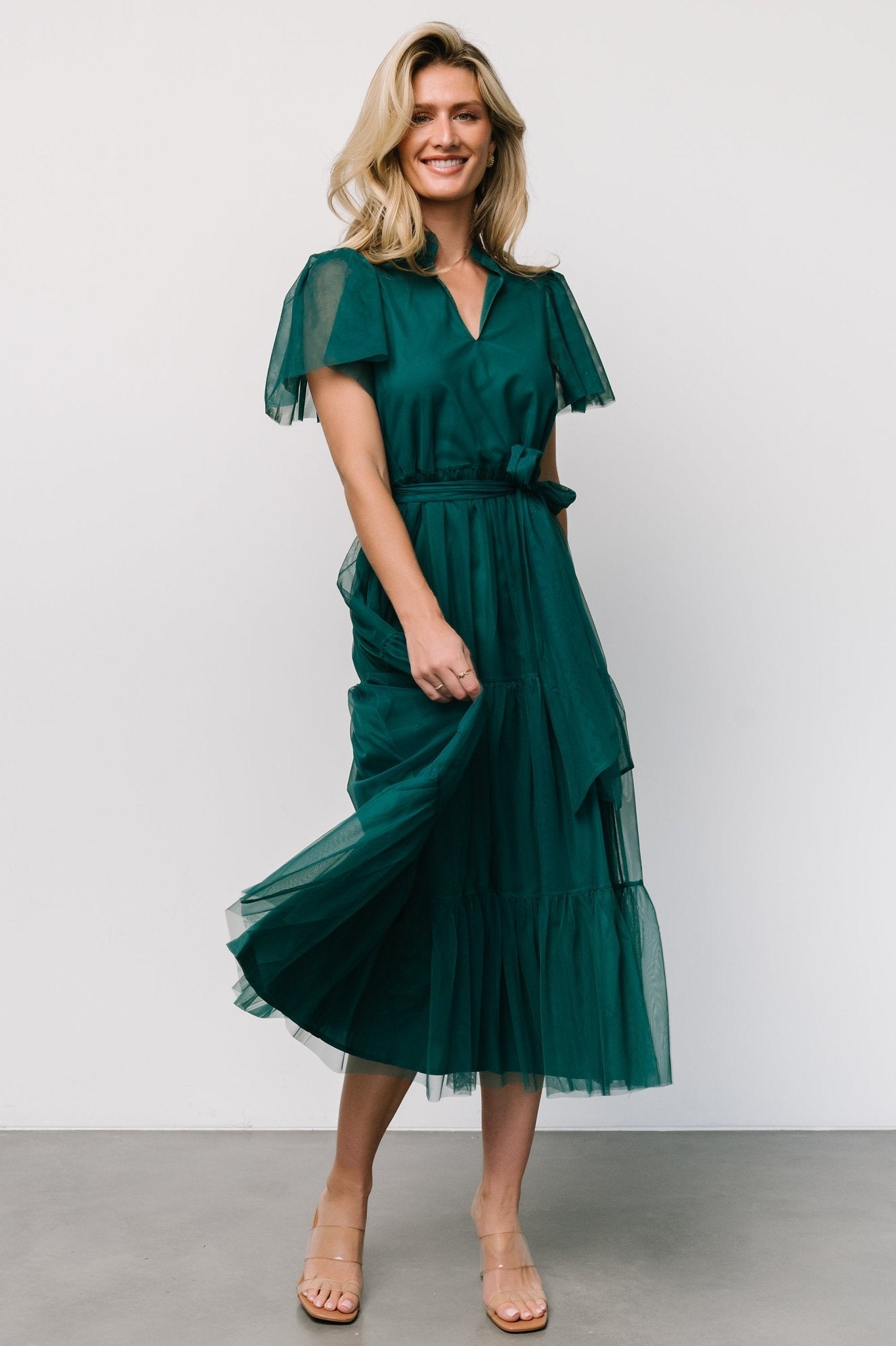 Medina Tulle Midi Dress | Emerald - Baltic Born