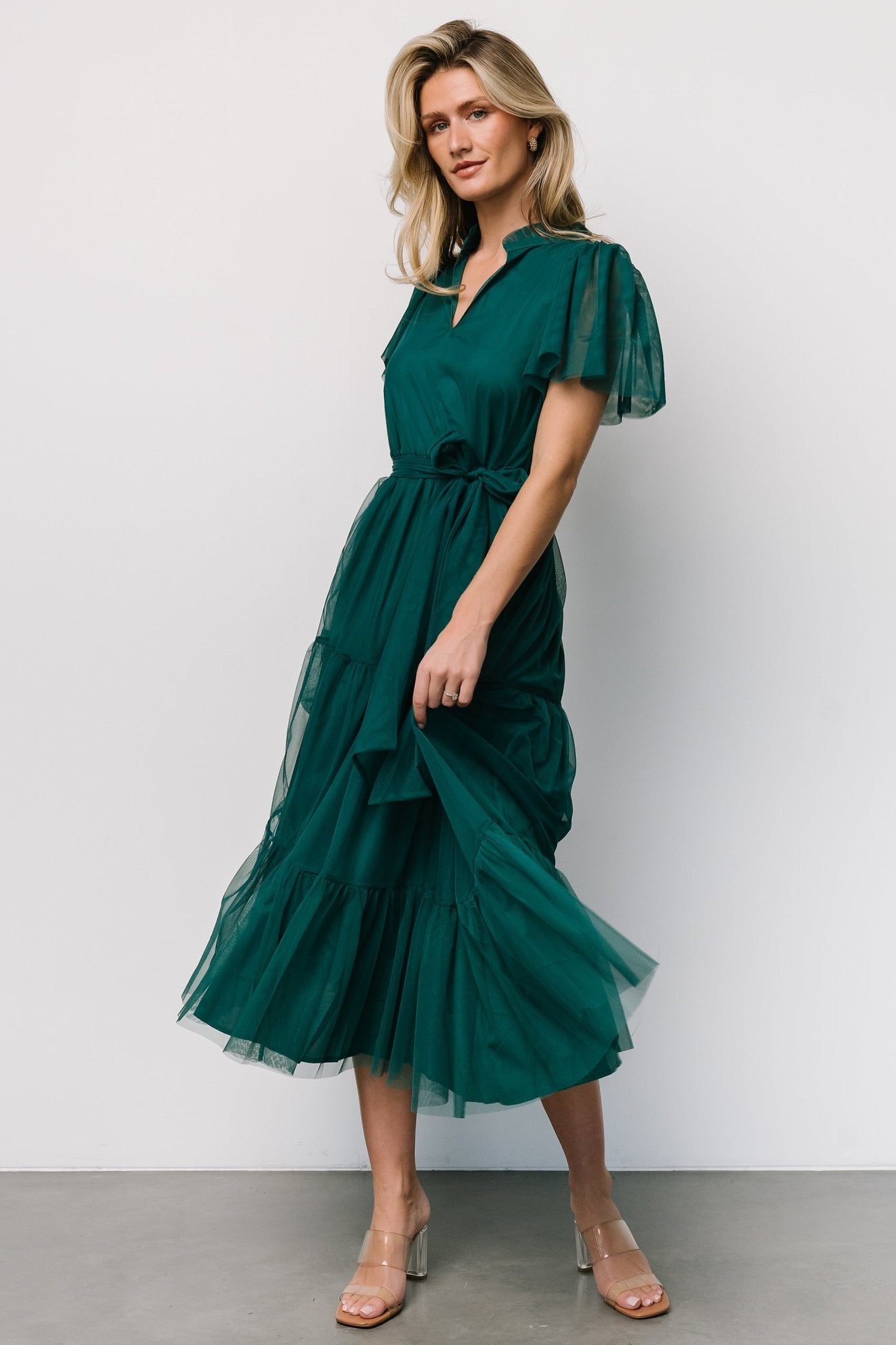 Medina Tulle Midi Dress | Emerald - Baltic Born