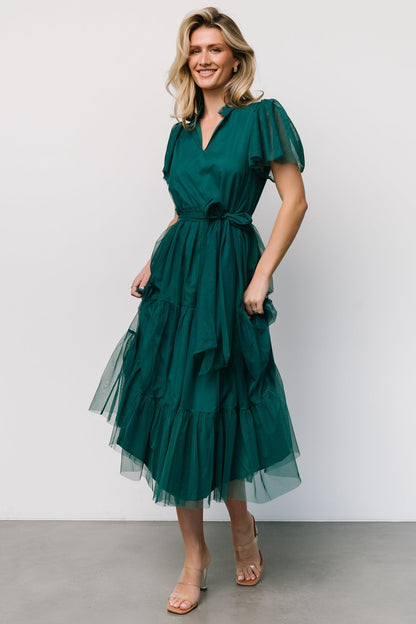 Medina Tulle Midi Dress | Emerald - Baltic Born