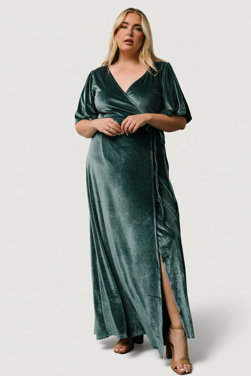 Meghan Velvet Wrap Maxi Dress | Persian Blue