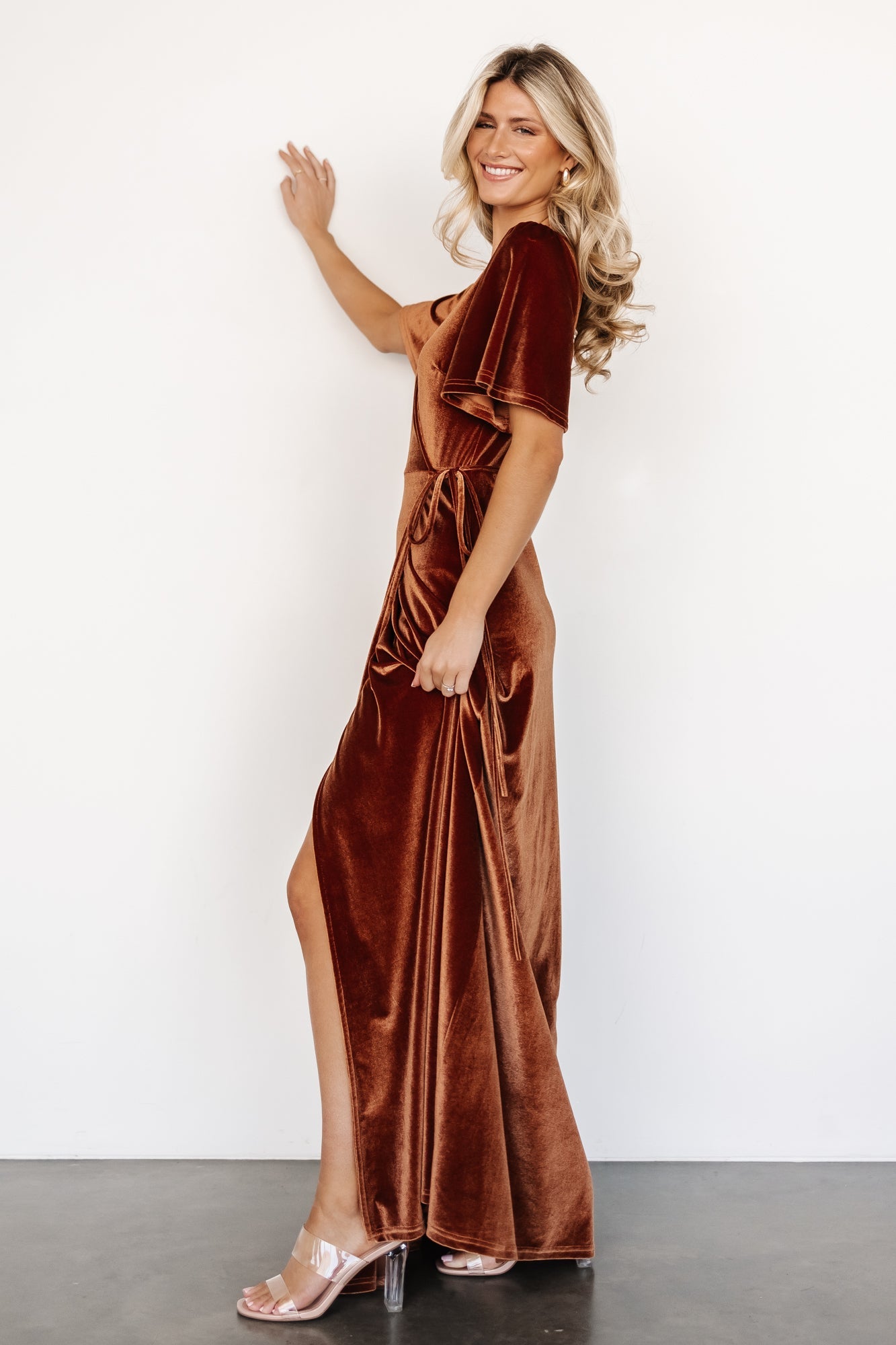 Baltic Born Womens Meghan Velvet Wrap Maxi Dress | Spice | Size: Small Baltic Born Womens Meghan Velvet Wrap Maxi Dress | Spice | Size: Small