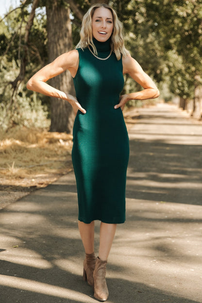 Melbourne Turtleneck Midi Dress | Emerald - Baltic Born