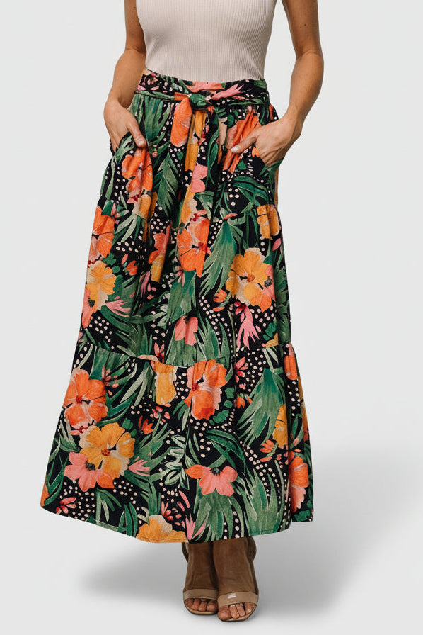 Melea Skirt | Navy Multi Floral
