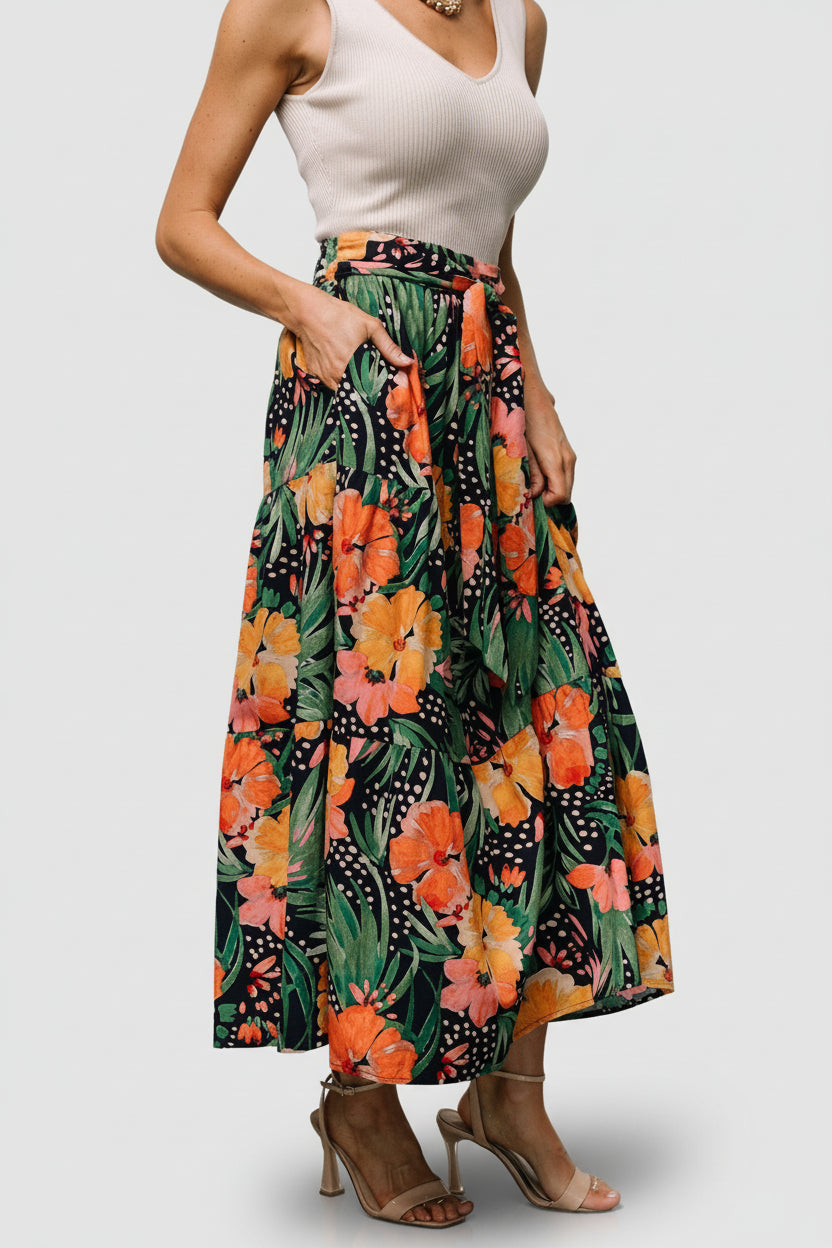 Melea Skirt | Navy Multi Floral