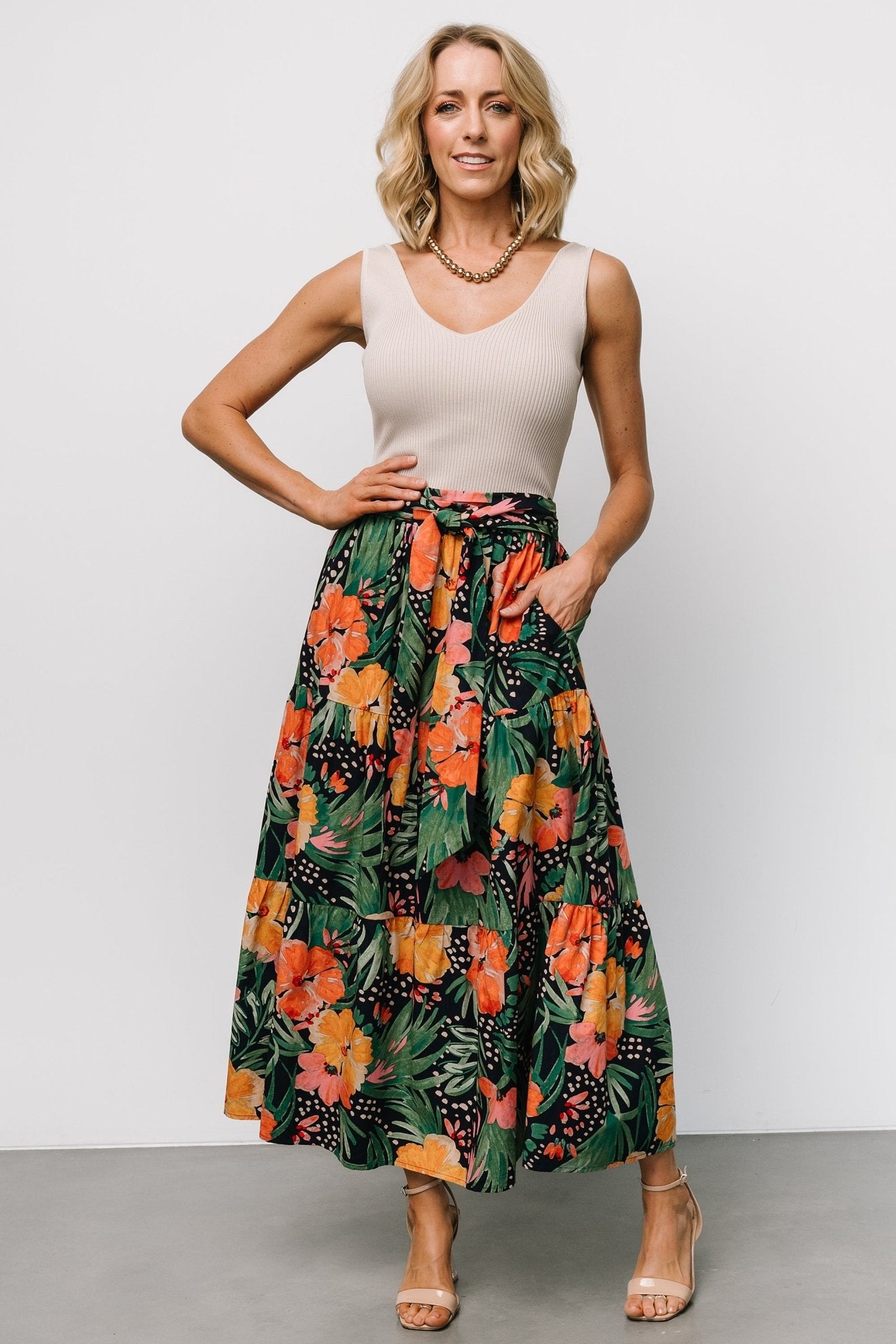 Melea Skirt | Navy Multi Floral - Baltic Born