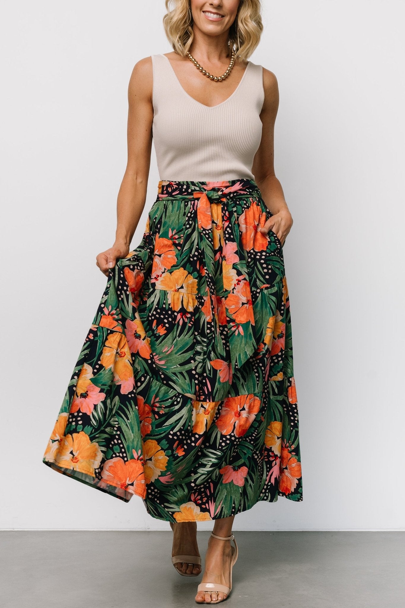 Melea Skirt | Navy Multi Floral - Baltic Born