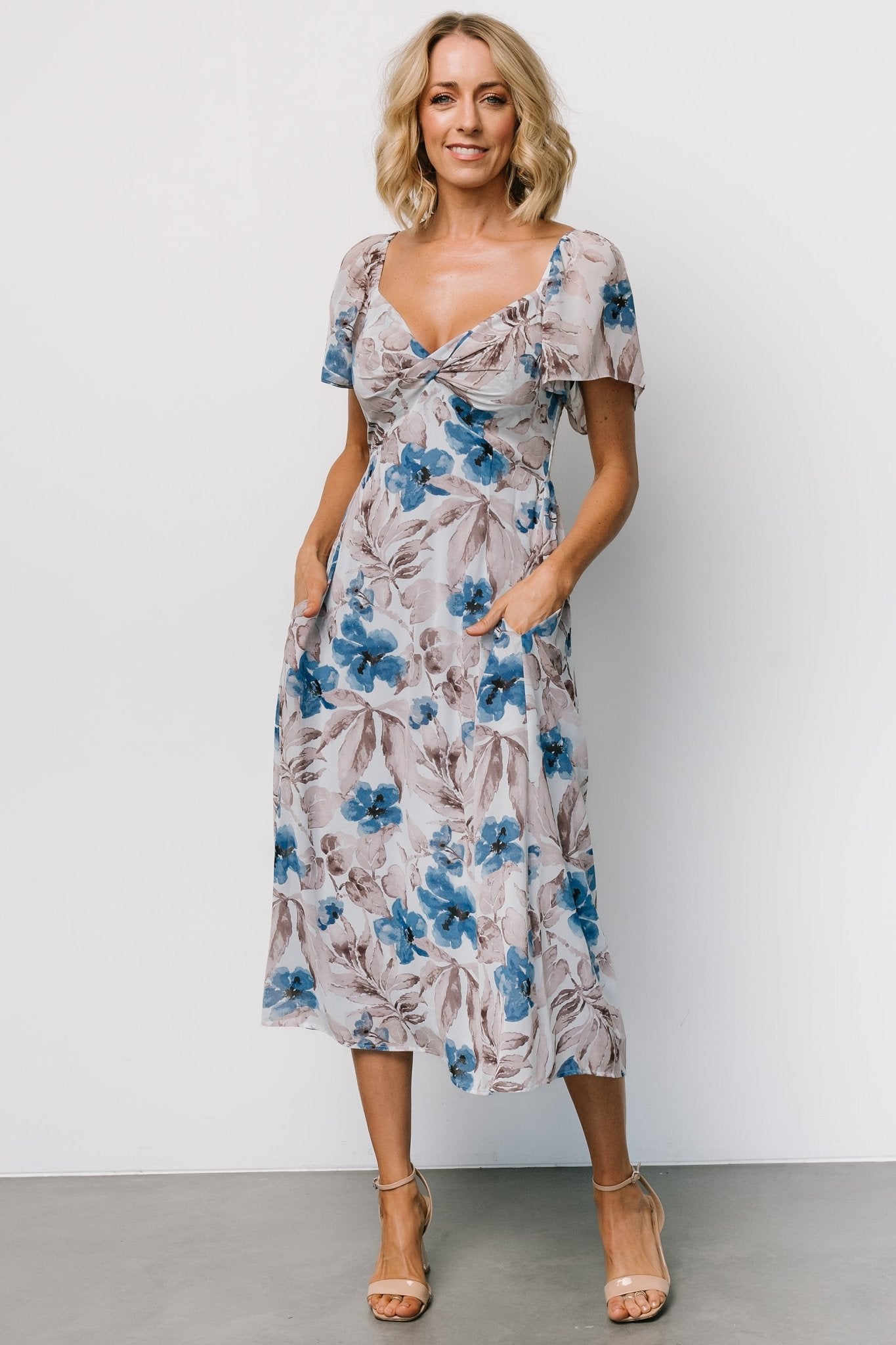 Melinda Midi Dress | Blue Floral - Baltic Born