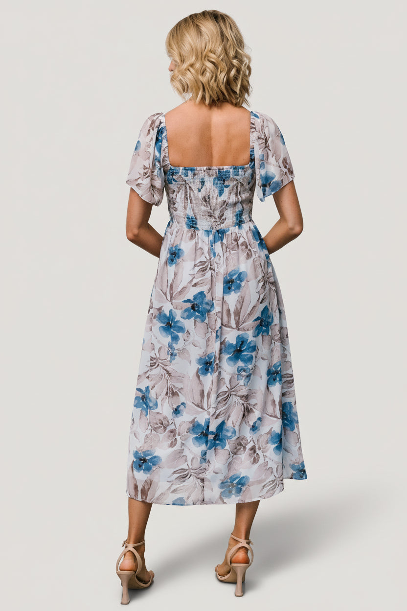 Melinda Midi Dress | Blue Floral