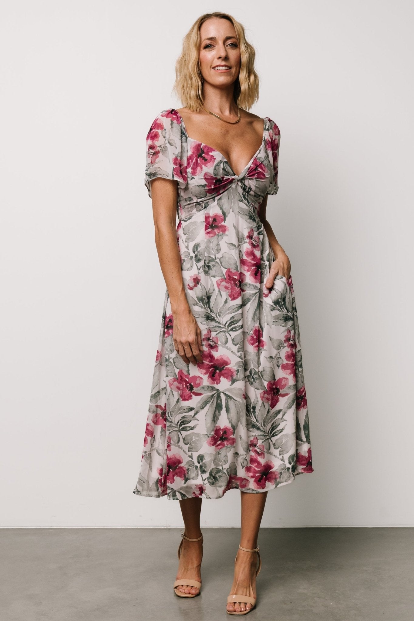 Melinda Midi Dress | Pink Floral - Baltic Born