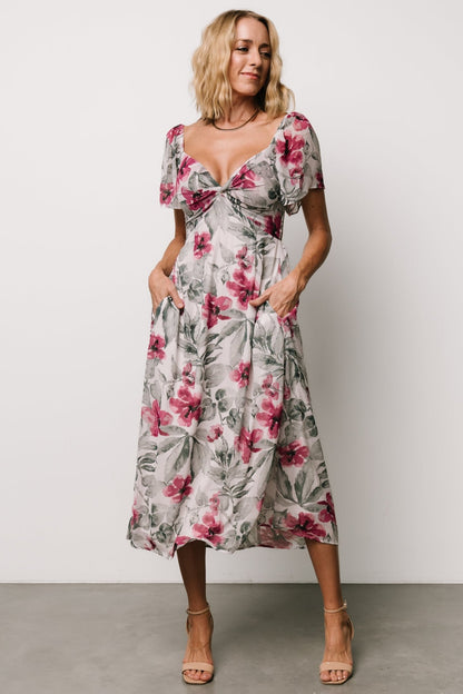 Melinda Midi Dress Pink Floral - Main Image
