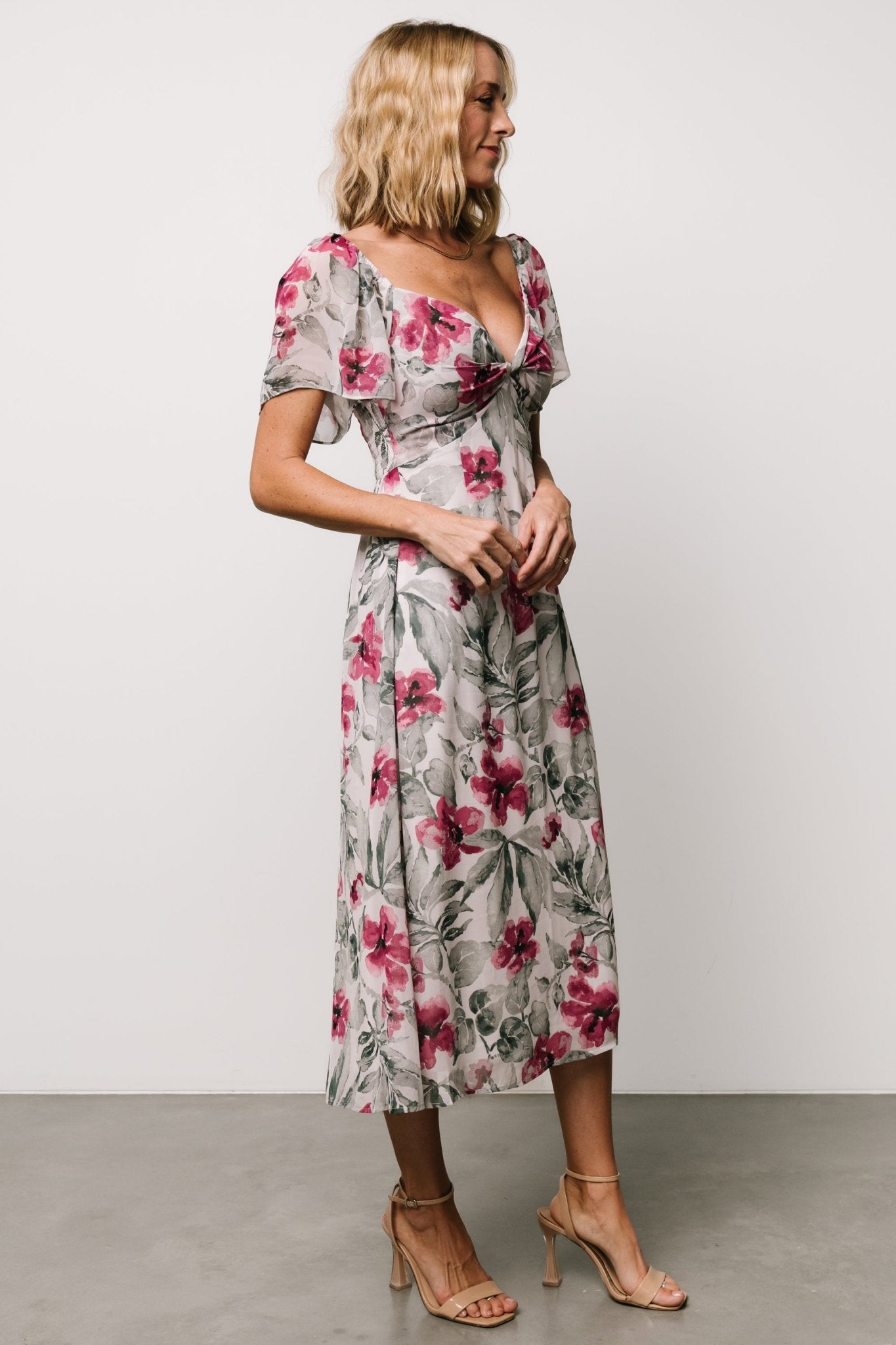 Melinda Midi Dress | Pink Floral - Baltic Born