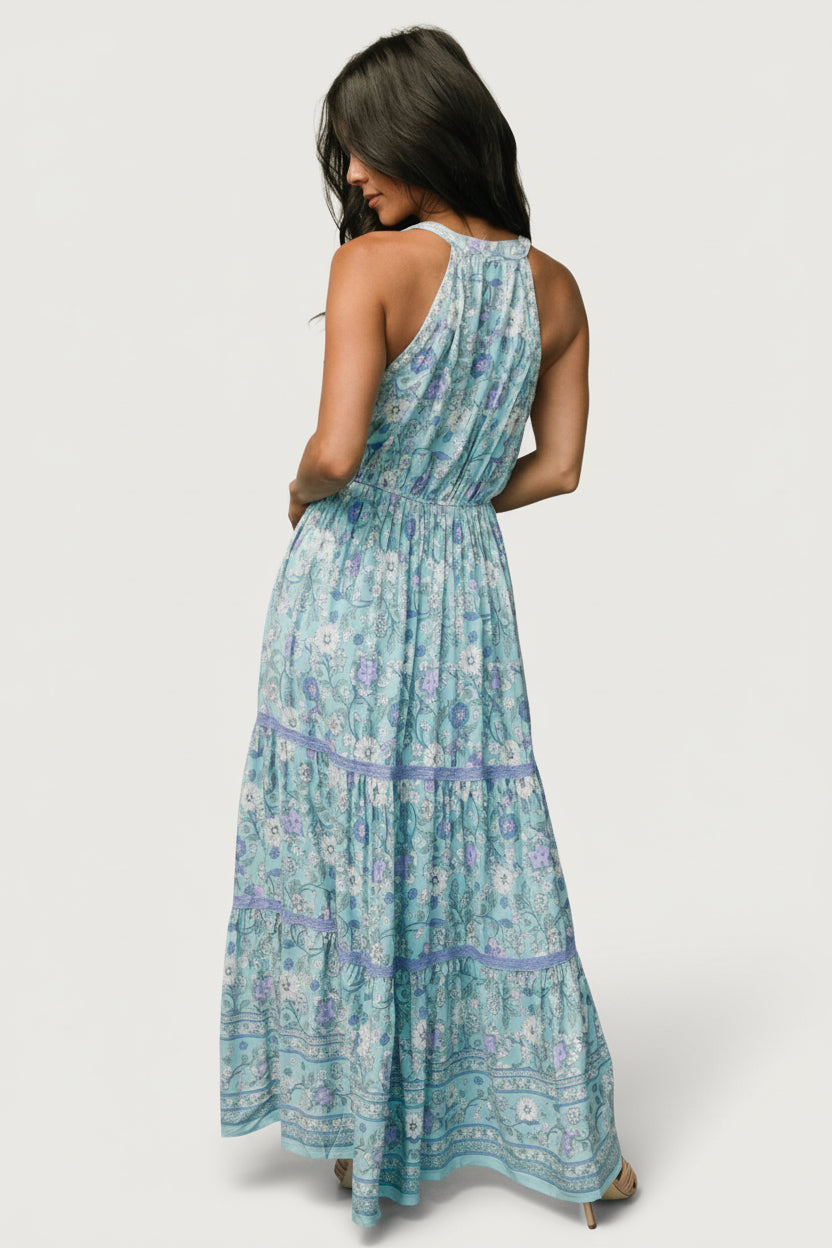 The Skye Floral Border Button Front Maxi Dress