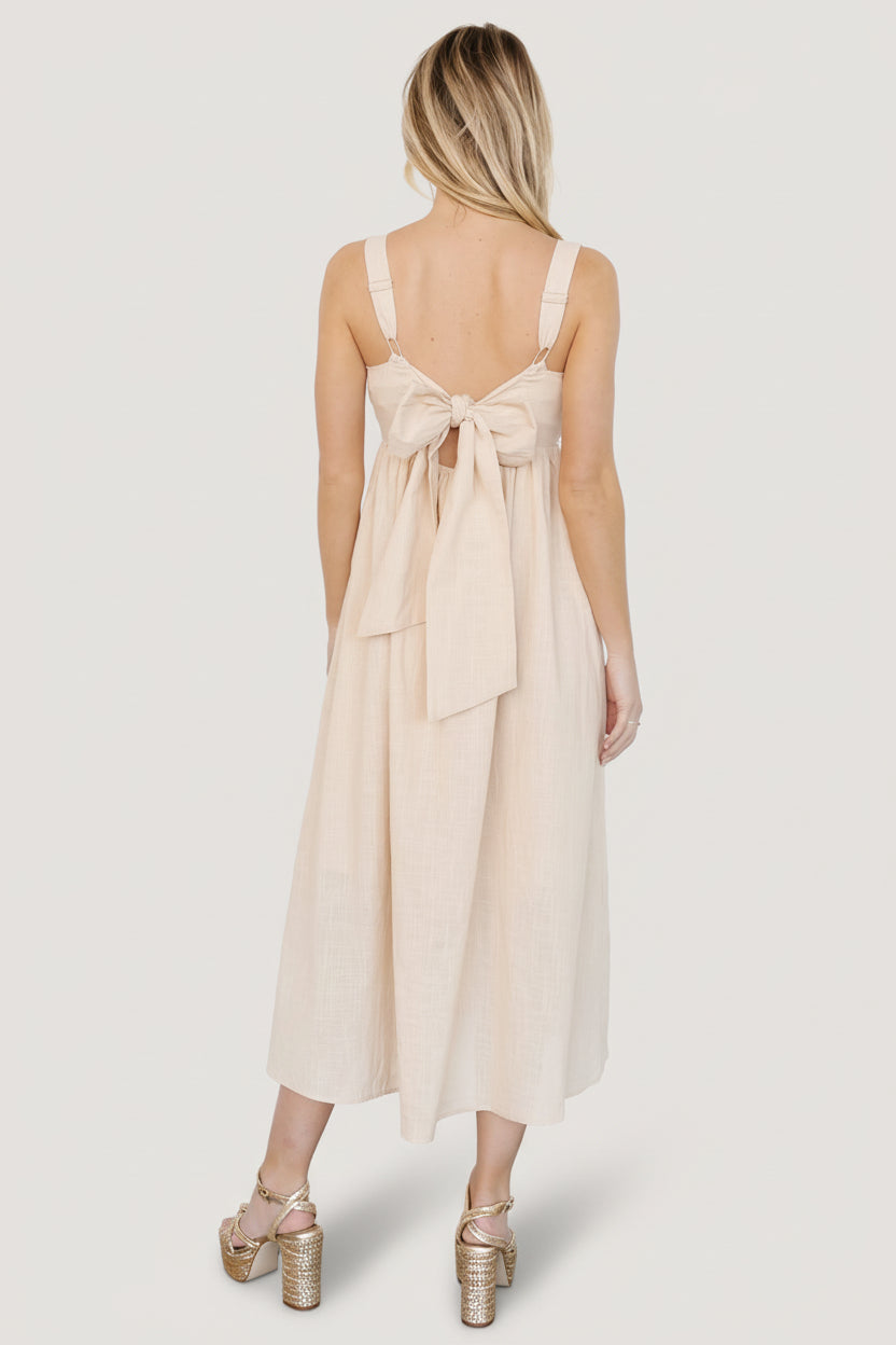Baltic Born Womens Mia Tie Back Dress | Natural | Size: Medium Baltic Born Womens Mia Tie Back Dress | Natural | Size: Medium