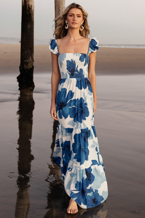Mikel 100% Cotton Maxi Dress in Blue main image 0