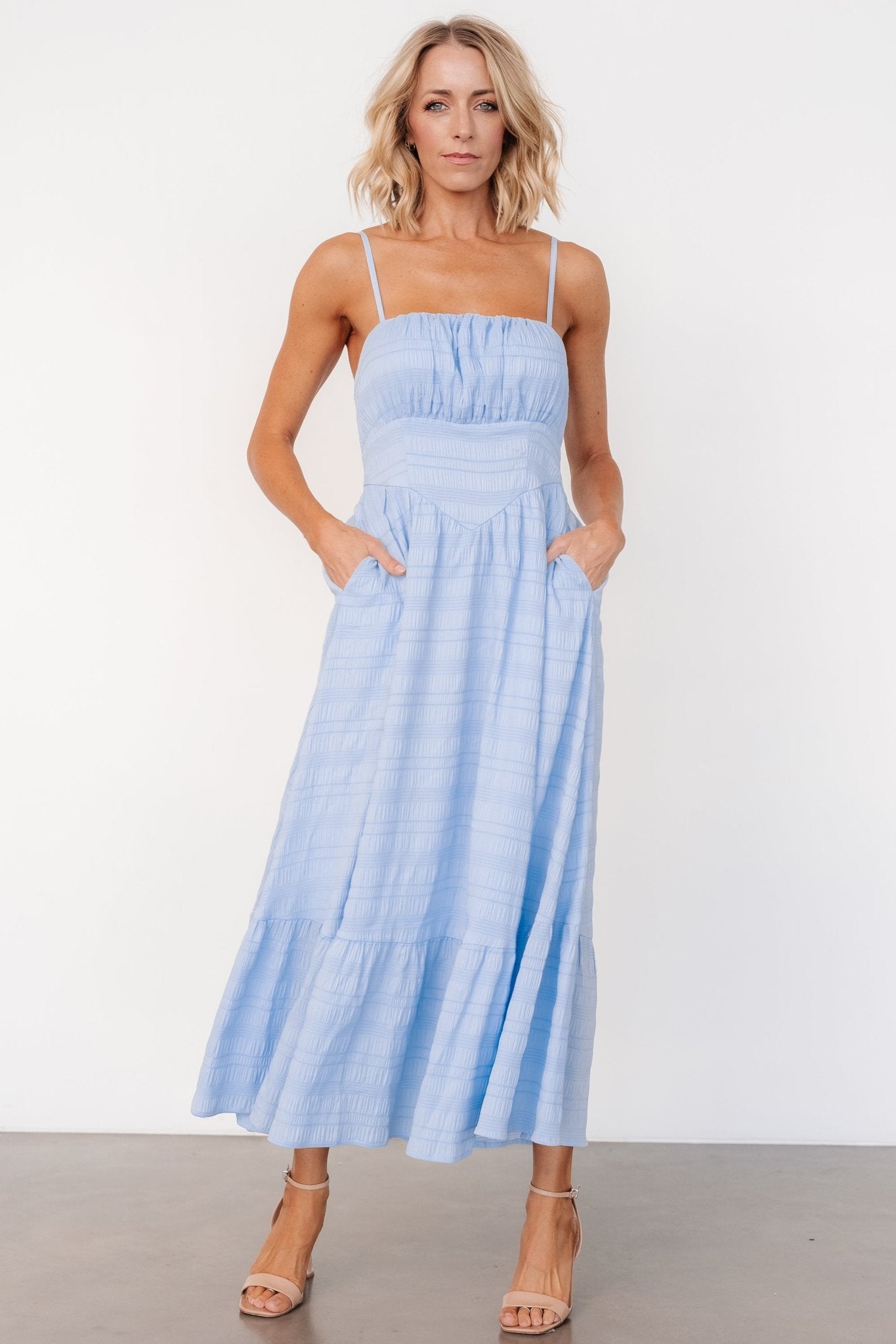 Mikayla Textured Tank Dress | Light Blue - Baltic Born