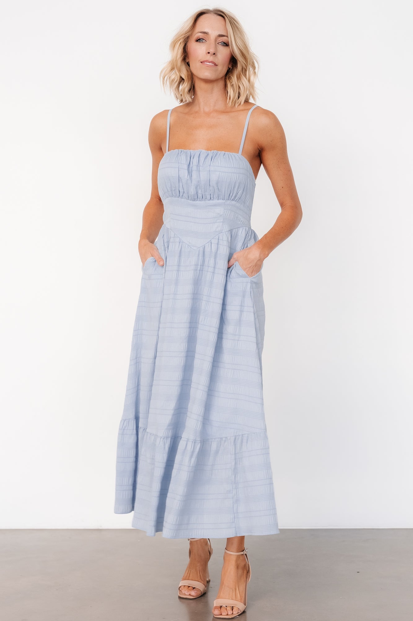 Mikayla Textured Tank Dress | Light Blue - Baltic Born