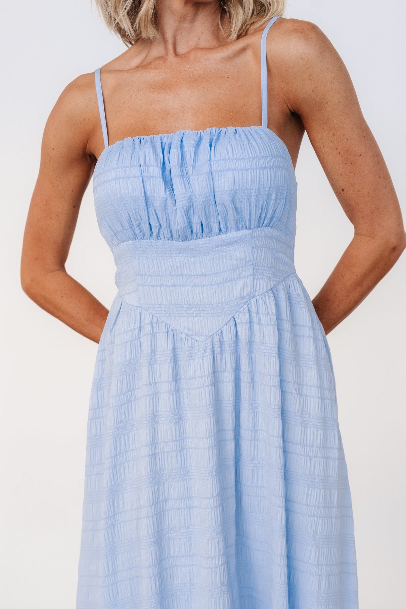 Mikayla Textured Tank Dress | Light Blue - Baltic Born