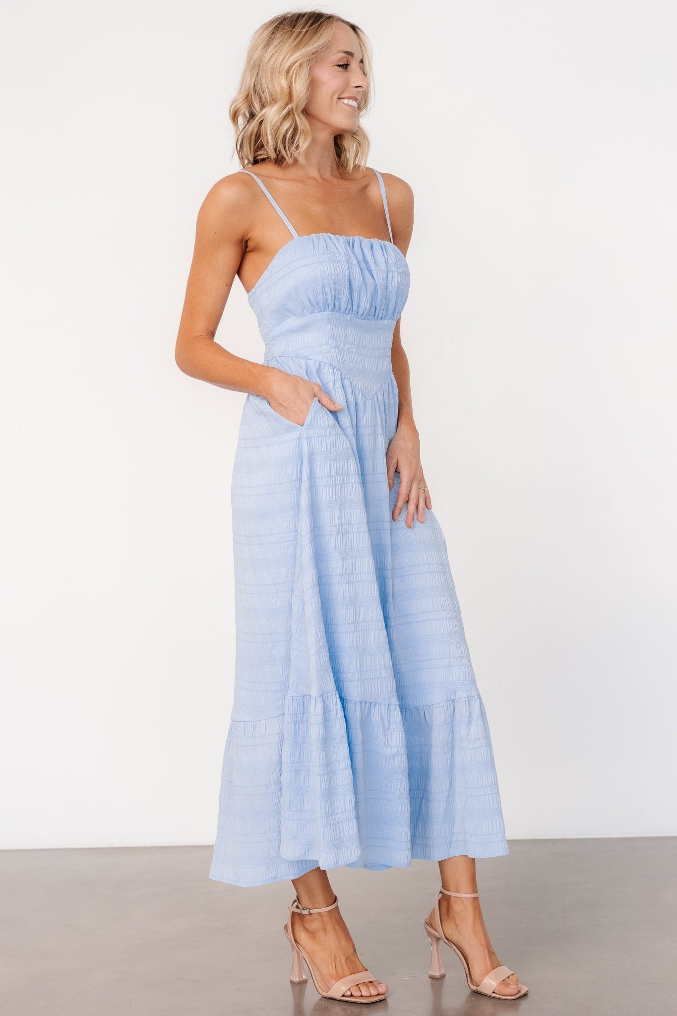 Mikayla Textured Tank Dress | Light Blue - Baltic Born